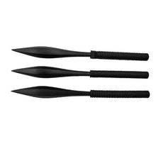 Load image into Gallery viewer, DEFENDER BLACK THROWING DARTS 3 PIECE SET NYLON WRIST SHEATH CARBON STEEL 5230
