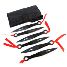 Load image into Gallery viewer, DEFENDER XTREME 6 PIECE THROWING KNIVES BLACK STAINLESS STEEL NYLON SHEATH 5237
