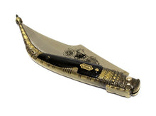 Load image into Gallery viewer, Defender Black and Gold Handle Thin Toothpick Folding Knife 5250