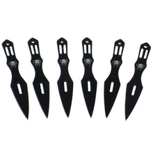 Load image into Gallery viewer, DEFENDER 5.5&quot; SET OF 6 BLACK STAINLESS STEEL THROWING KNIVES NYLON SHEATH 5640