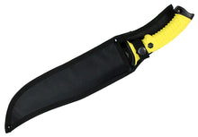 Load image into Gallery viewer, Defender Xtreme Full Tang Hunting Knife with Black/Yellow Rubber Handle 9277
