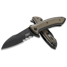 Load image into Gallery viewer, COLUMBIA RIVER CRKT ERIC OCHS FLIPPER KNIFE BLACK STONEWASHED COMBO BLADE CR5381