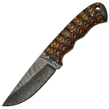 Load image into Gallery viewer, DAMASCUS 7.5&quot; TWISTED WOOD HUNTER KNIFE STEEL BLADE FULL TANG W/ SHEATH DM1218
