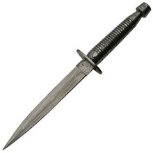 Load image into Gallery viewer, DAMASCUS COMMANDO DAGGER DOUBLE EDGE FIXED BLADE KNIFE LEATHER SHEATH DM1262DM
