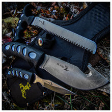 Load image into Gallery viewer, ELK RIDGE 3 PIECE HUNTING EDGE TOOLS SET GUT HOOK SERRATED SKINNER SHEATH ER-252
