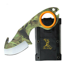 Load image into Gallery viewer, ELK RIDGE 5.4&quot; GUT HOOK KNIFE STAINLESS + FIRE STARTER HONING FILE MOULDED ER127

