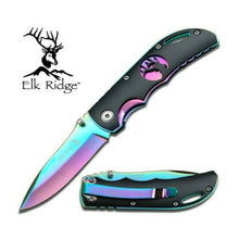 Load image into Gallery viewer, ELK RIDGE KNIVES RAINBOW LINERLOCK FOLDING KNIFE WITH SPECTRUM FINISH ER134rb