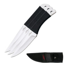 Load image into Gallery viewer, HIBBEN LARGE CORD GRIP THROWER 3 PIECE SET KNIVES STAINLESS STEEL SHEATH GH0947
