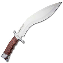 Load image into Gallery viewer, GIL HIBBEN KUKRI FIGHTER KNIFE CURVED STEEL BLADE PAKKAWOOD HANDLE SHEATH GH5095