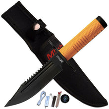 Load image into Gallery viewer, MTECH USA 10.75&quot; KNIFE BLAZE ORANGE SURVIVAL KIT HUNTING NYLON SHEATH MT2068OR
