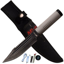 Load image into Gallery viewer, MTECH USA 10.75&quot; SURVIVAL HUNTING KNIFE STAINLESS STEEL POMMEL COMPASS MT2068SL
