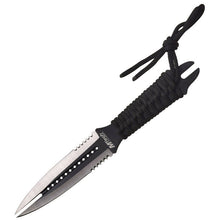 Load image into Gallery viewer, MTECH USA 8.5&quot; DAGGER KNIFE STAINLESS DOUBLE EDGED SERRATED CORD HANDLE MT2075BK
