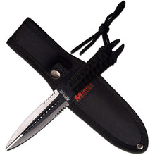 Load image into Gallery viewer, MTECH USA 8.5&quot; DAGGER KNIFE STAINLESS DOUBLE EDGED SERRATED CORD HANDLE MT2075BK