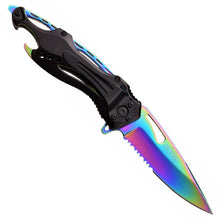 Load image into Gallery viewer, MTECH FOLDING POCKET KNIFE RAINBOW BLADES BOTTLE OPENER &amp; GLASS BREAKER MT705RB
