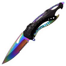 Load image into Gallery viewer, MTECH FOLDING POCKET KNIFE RAINBOW BLADES BOTTLE OPENER &amp; GLASS BREAKER MT705RB
