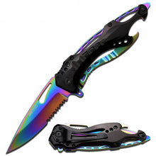 Load image into Gallery viewer, MTECH FOLDING POCKET KNIFE RAINBOW BLADES BOTTLE OPENER &amp; GLASS BREAKER MT705RB
