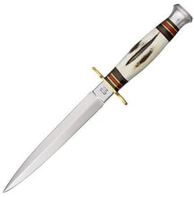 Load image into Gallery viewer, Sheffield Stiletto Stag Handled Commando Knife with All Leather Sheath