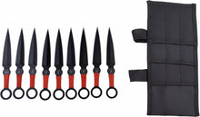 Load image into Gallery viewer, Perfect Point PP0609 Set of 9 x 6.25&quot; Throwing Knives, Red Cord Handles + sheath
