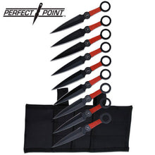Load image into Gallery viewer, Perfect Point PP0609 Set of 9 x 6.25&quot; Throwing Knives, Red Cord Handles + sheath
