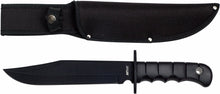 Load image into Gallery viewer, MTech MT096 14&quot; BIG Fixed Black Blade Bowie Knife,Finger Grip Handle &amp; Sheath!
