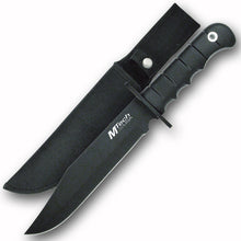 Load image into Gallery viewer, MTech MT096 14&quot; BIG Fixed Black Blade Bowie Knife,Finger Grip Handle &amp; Sheath!
