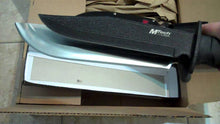 Load image into Gallery viewer, MTech MT096 14&quot; BIG Fixed Black Blade Bowie Knife,Finger Grip Handle &amp; Sheath!
