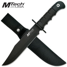 Load image into Gallery viewer, MTech MT096 14&quot; BIG Fixed Black Blade Bowie Knife,Finger Grip Handle &amp; Sheath!
