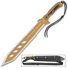 Load image into Gallery viewer, USMC DESERT OPS SAWBACK MACHETE SAWBACK STAINLESS BLADES FULL TANG SHEATH uc3377
