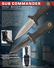 Load image into Gallery viewer, United Cutlery Sub Commander BLACK Mini Boot Knife UC2724
